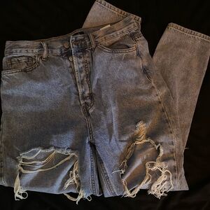 High rise, straight leg ripped jeans, Simple Society.